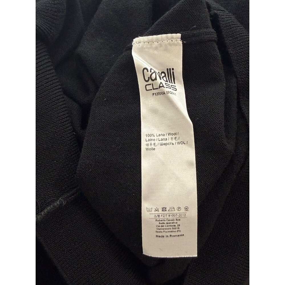 Roberto Cavalli Class Mens 100% Wool Sweater Black Long Sleeve Crew Neck Size S? - Picture 5 of 7